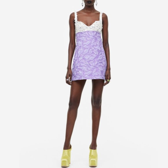 H&M Innovation Embellished Jacquard Weave Sleeveless Mini Dress XS - Picture 2 of 16